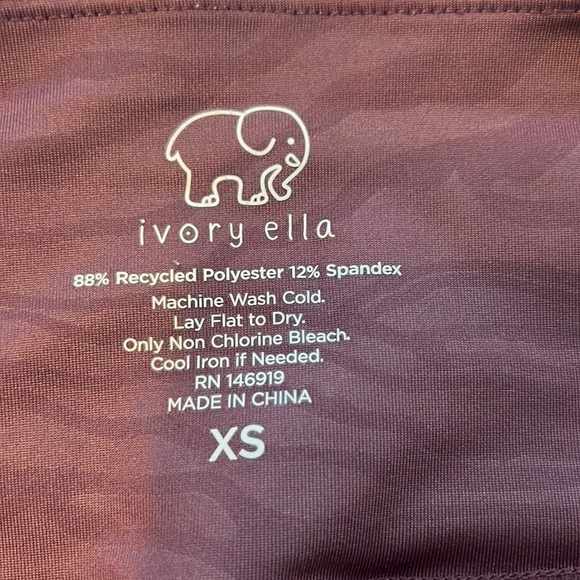 Ivory Ella Maroon colored Leggings, fabric has animal markings throughout - Picture 7 of 7